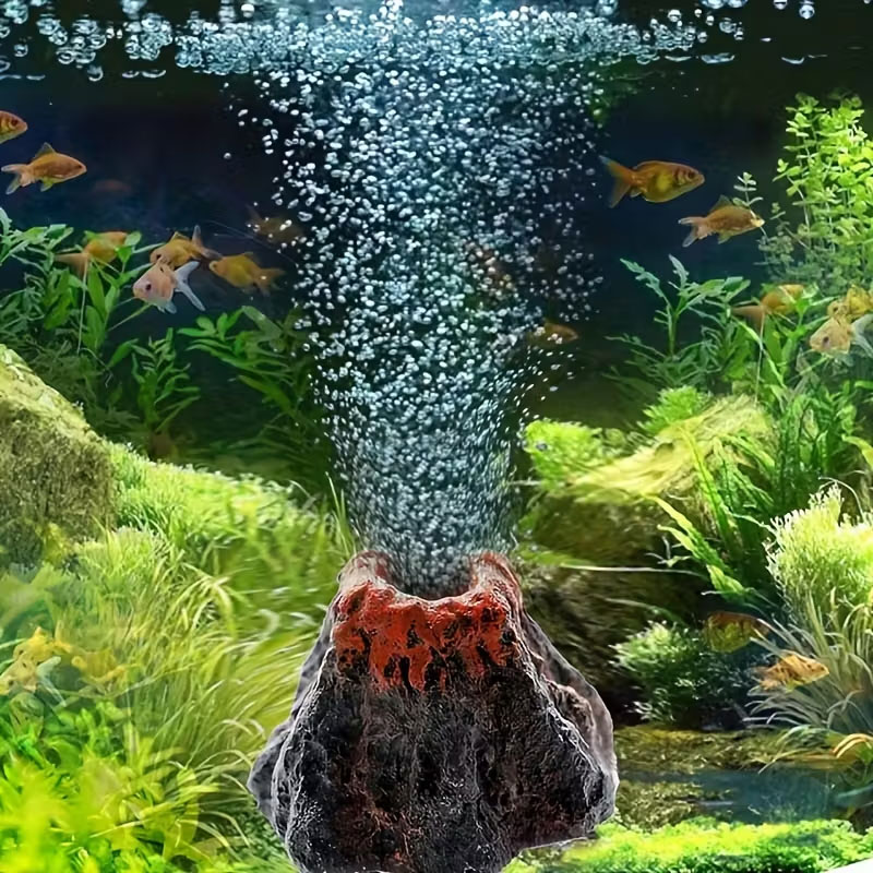 Aquarium Planted Seeds - หินฟองอากาศภูเขาไฟสำหรับตู้ปลา ไม่ต้องใช้แบตเตอรี่ เพิ่มออกซิเจนและตกแต่ง สวยงาม เหมาะสำหรับตู้ปลาขนาดเล็ก