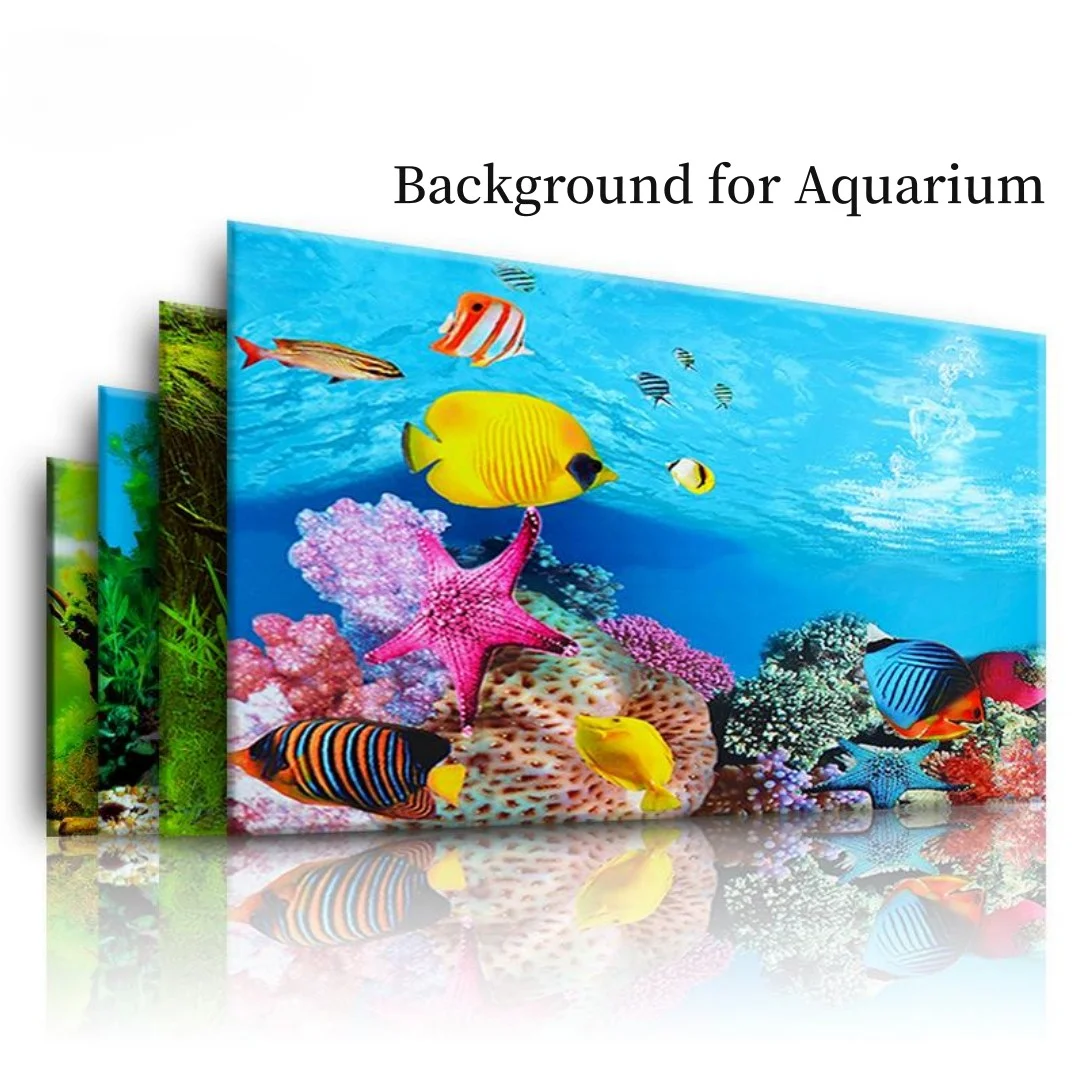 Aquarium Planted Seeds - พื้นหลัง Aquarium 3D สติกเกอร์โปสเตอร์ตกแต่งถังปลา Ocean พืชสองด้านภูมิทัศน์